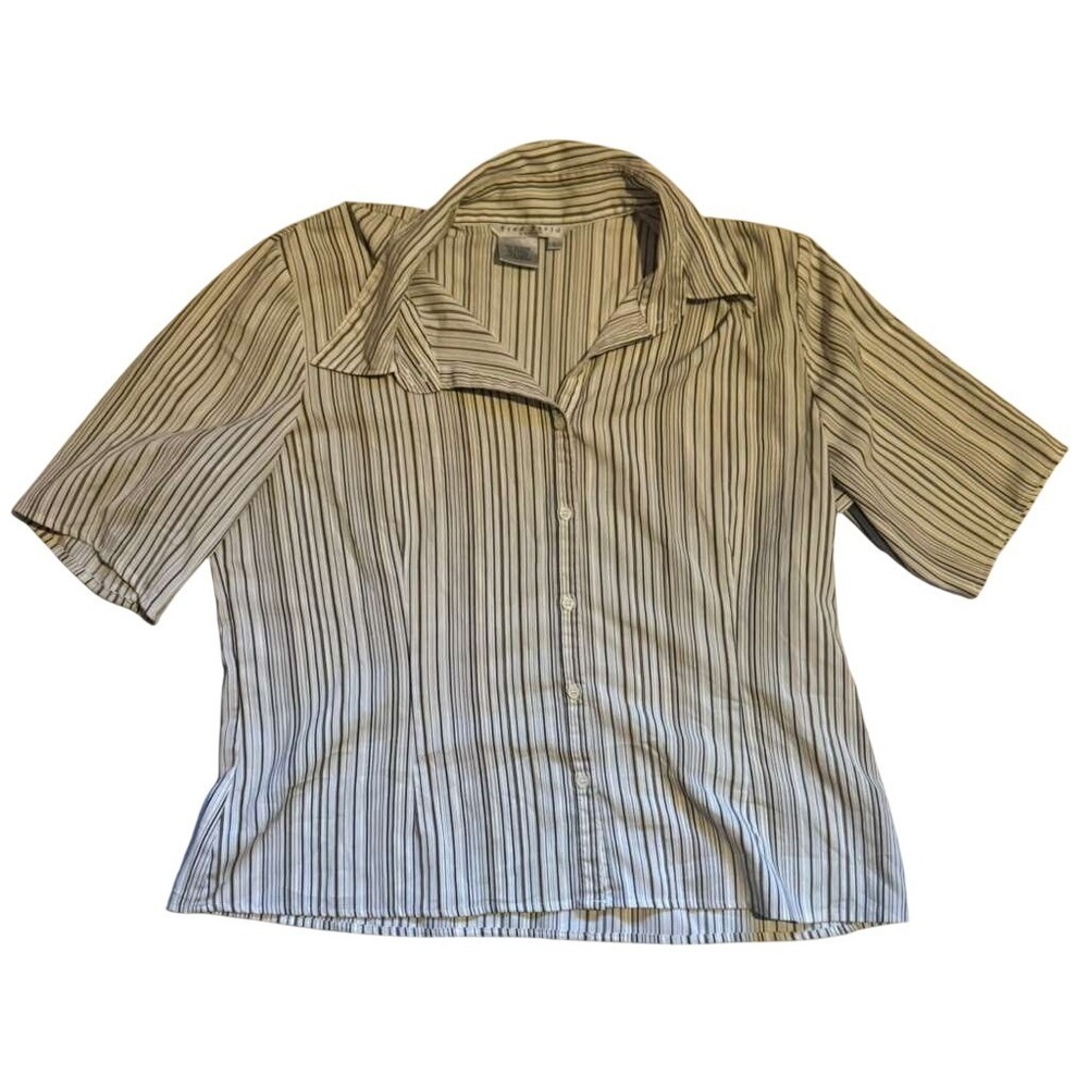 Fred David Stretch Mens Large Short Sleeve Striped Button Down Shirt